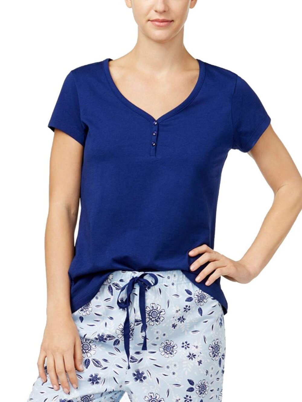 Charter Club Womens Sleepwear V Neck Cotton Pajama Top Only,1-Piece